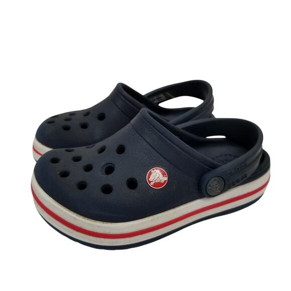 Crocs Crocband Baby Kids Navy Blue Red White Slip On Clogs Shoes Size C7 - Picture 1 of 8